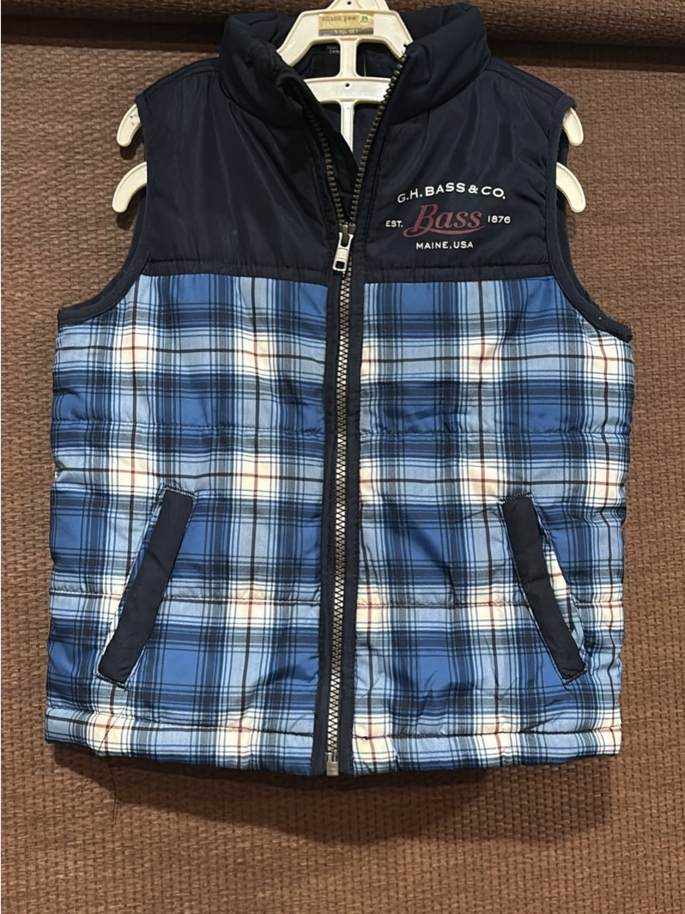 G.H. Bass & Co. Blue Plaid Quilted Kids Vest